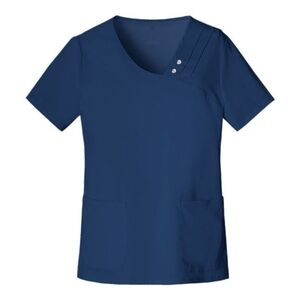 Cherokee Luxe Crossover V-Neck Pin-Tuck Scrub Top Blue Women Large